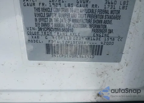 2021 Nissan Kicks Sv Xtronic Cvt из США, поврежденный, VIN 3N1CP5CV0ML565910